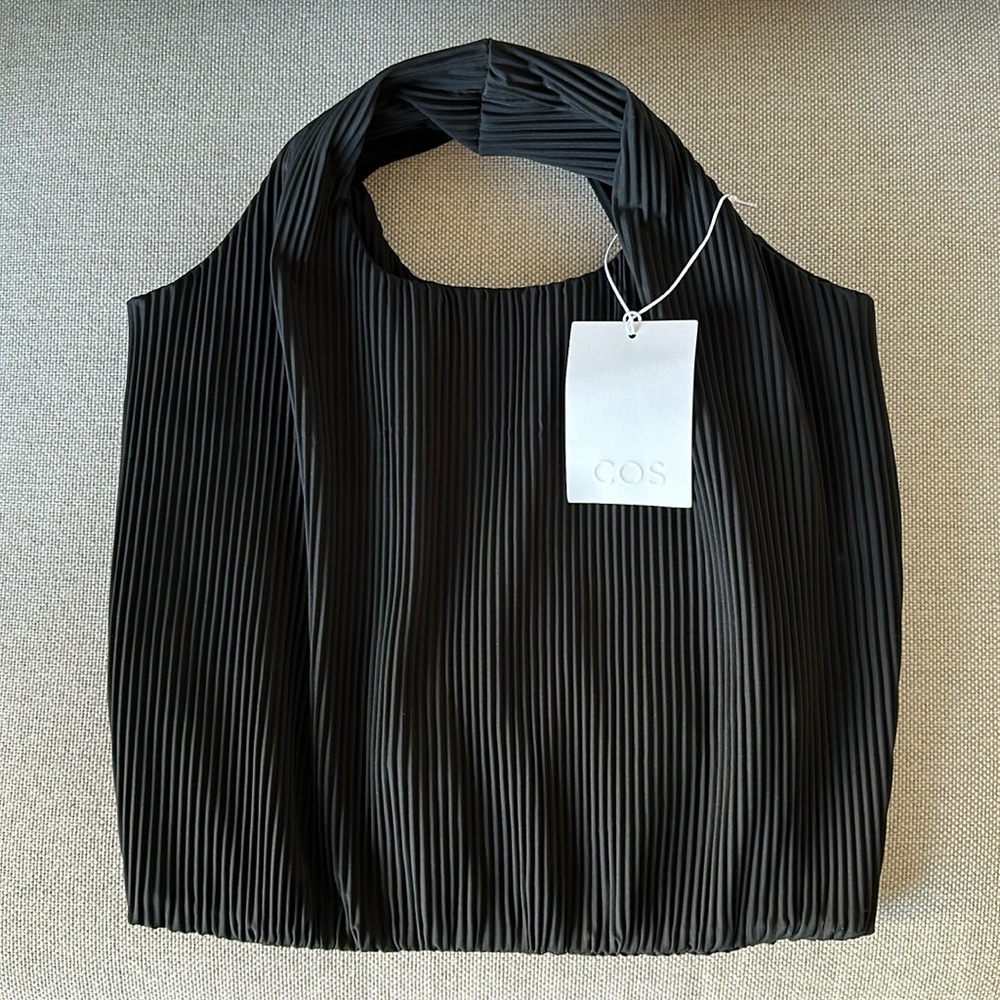 COS Black Pleated Tote Bag